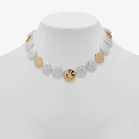 Worthington Gold Tone Beaded White Gold Tone Collar Necklace