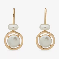 Worthington Gold Tone Simulated Pearl Oval Drop Earrings