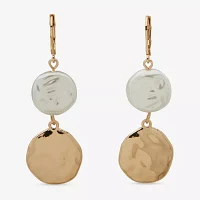 Worthington Gold Tone Coin Oval Drop Earrings