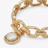 Worthington Gold Tone Toggle Simulated Pearl Stretch Bracelet