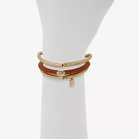 Worthington Gold Tone Cognac Leather 3-pc. Bracelet Set