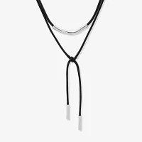 Worthington Silver Tone & Black Cord 17 Inch Rope Y Necklace