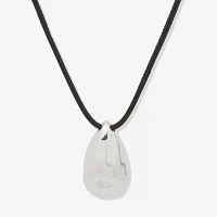 Worthington Silver Tone & Black Cord Womens Zinc Pendant Necklaces