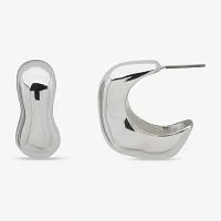 Worthington Silver Tone Womens 25.4mm Hoop Earrings