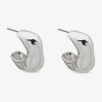 Worthington Silver Tone Womens 25.4mm Hoop Earrings