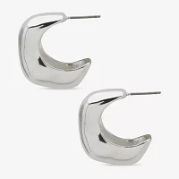 Worthington Silver Tone Womens 25.4mm Hoop Earrings