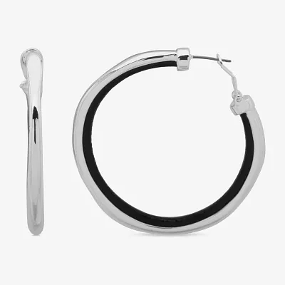 Worthington Silver Tone & Black Cord Womens 58.4mm Hoop Earrings