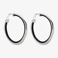 Worthington Silver Tone & Black Cord Womens 58.4mm Hoop Earrings