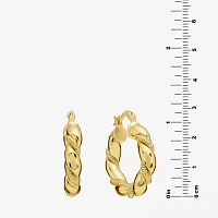 Silver Reflections Twisted 14K Gold Over Brass Hoop Earrings