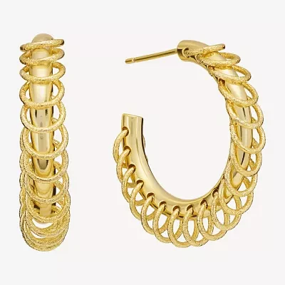 Silver Reflections Womens 14K Gold Over Brass 22.8mm Hoop Earrings