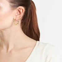 Silver Reflections Womens 14K Gold Over Brass 22.8mm Hoop Earrings
