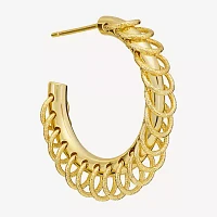 Silver Reflections Womens 14K Gold Over Brass 22.8mm Hoop Earrings