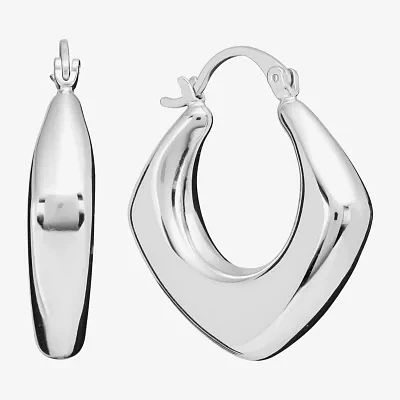Silver Reflections Pure Silver Over Brass Hoop Earrings