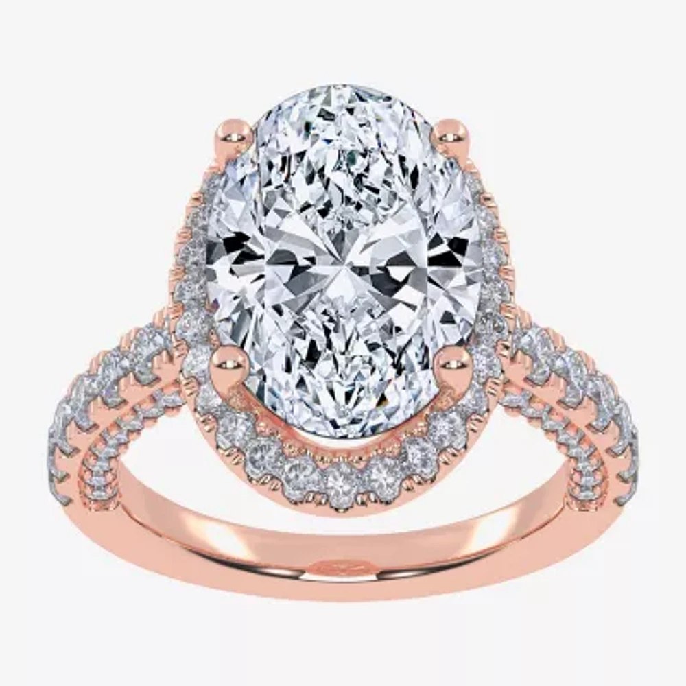 G-H / Vs2-Si1) Womens / CT. T.W. Lab Grown White Diamond 14K Gold Side Stone Halo Engagement Ring
