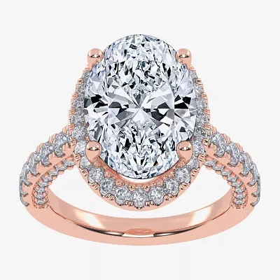 G-H / Vs2-Si1) Womens / CT. T.W. Lab Grown White Diamond 14K Gold Side Stone Halo Engagement Ring
