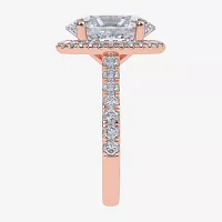 G-H / Vs2-Si1) Womens / CT. T.W. Lab Grown White Diamond 14K Gold Side Stone Halo Engagement Ring