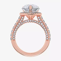 G-H / Vs2-Si1) Womens / CT. T.W. Lab Grown White Diamond 14K Gold Side Stone Halo Engagement Ring