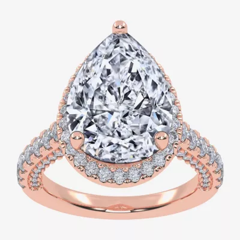 G-H / Vs2-Si1) Womens / CT. T.W. Lab Grown White Diamond 14K Gold Side Stone Halo Engagement Ring