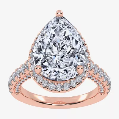 G-H / Vs2-Si1) Womens / CT. T.W. Lab Grown White Diamond 14K Gold Side Stone Halo Engagement Ring