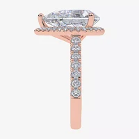 G-H / Vs2-Si1) Womens / CT. T.W. Lab Grown White Diamond 14K Gold Side Stone Halo Engagement Ring