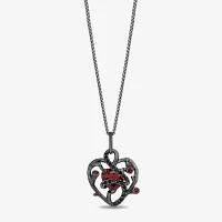 Enchanted Disney Fine Jewelry Womens 1/6 CT. T.W. Genuine Red Garnet Sterling Silver Heart Pendant Necklaces