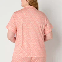 Liz Claiborne Cool and Calm Womens Plus Short Sleeve Pajama Top