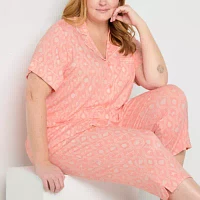 Liz Claiborne Cool and Calm Womens Plus Short Sleeve Pajama Top