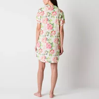 Liz Claiborne Womens Poplin Short Sleeve Nightshirt