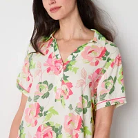 Liz Claiborne Womens Poplin Short Sleeve Nightshirt
