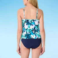 Liz Claiborne Lined Floral Tankini Swimsuit Top