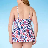 Liz Claiborne Womens Floral Swim Dress Plus