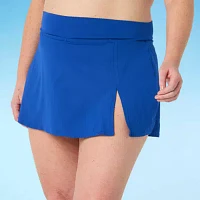 Liz Claiborne Womens Comfort Waistband Swim Skirt Plus