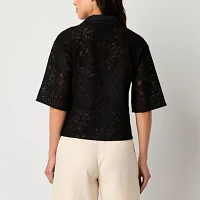 Worthington Womens Short Sleeve Polo Shirt
