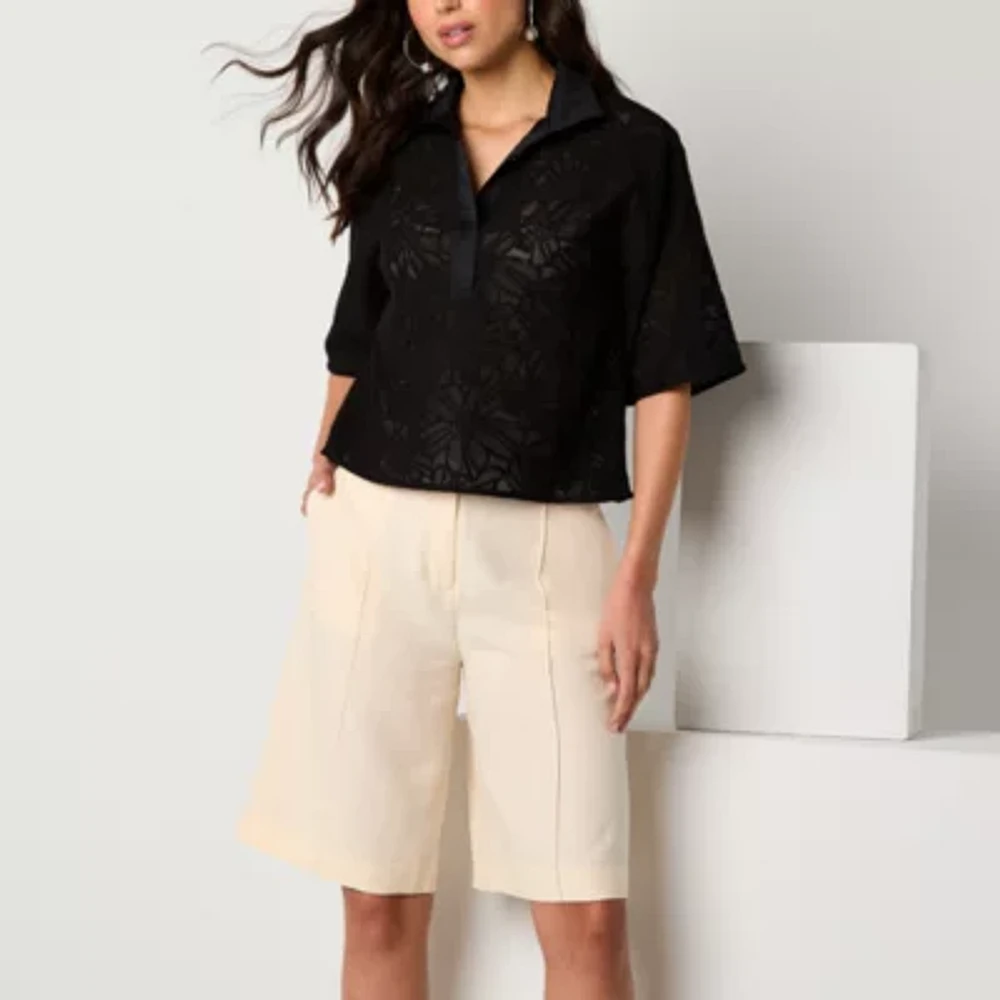 Worthington Womens Short Sleeve Polo Shirt