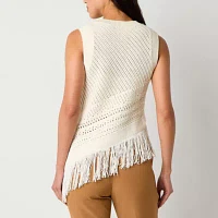 Worthington Womens Crew Neck Sleeveless Pullover Sweater