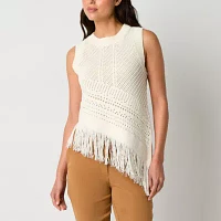 Worthington Womens Crew Neck Sleeveless Pullover Sweater