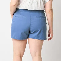 a.n.a Womens 4 1/2" Mid Rise Chino Short-Plus