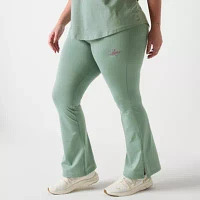 PUMA Womens Plus Mid Rise Flare Pull-On Pants