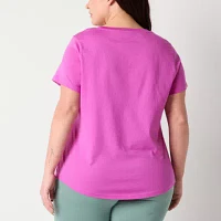 PUMA Womens Plus Crew Neck Short Sleeve Active T-Shirt
