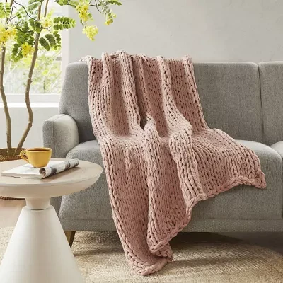 Madison Park Handmade Chunk Double Knit Plush Lightweight Throw