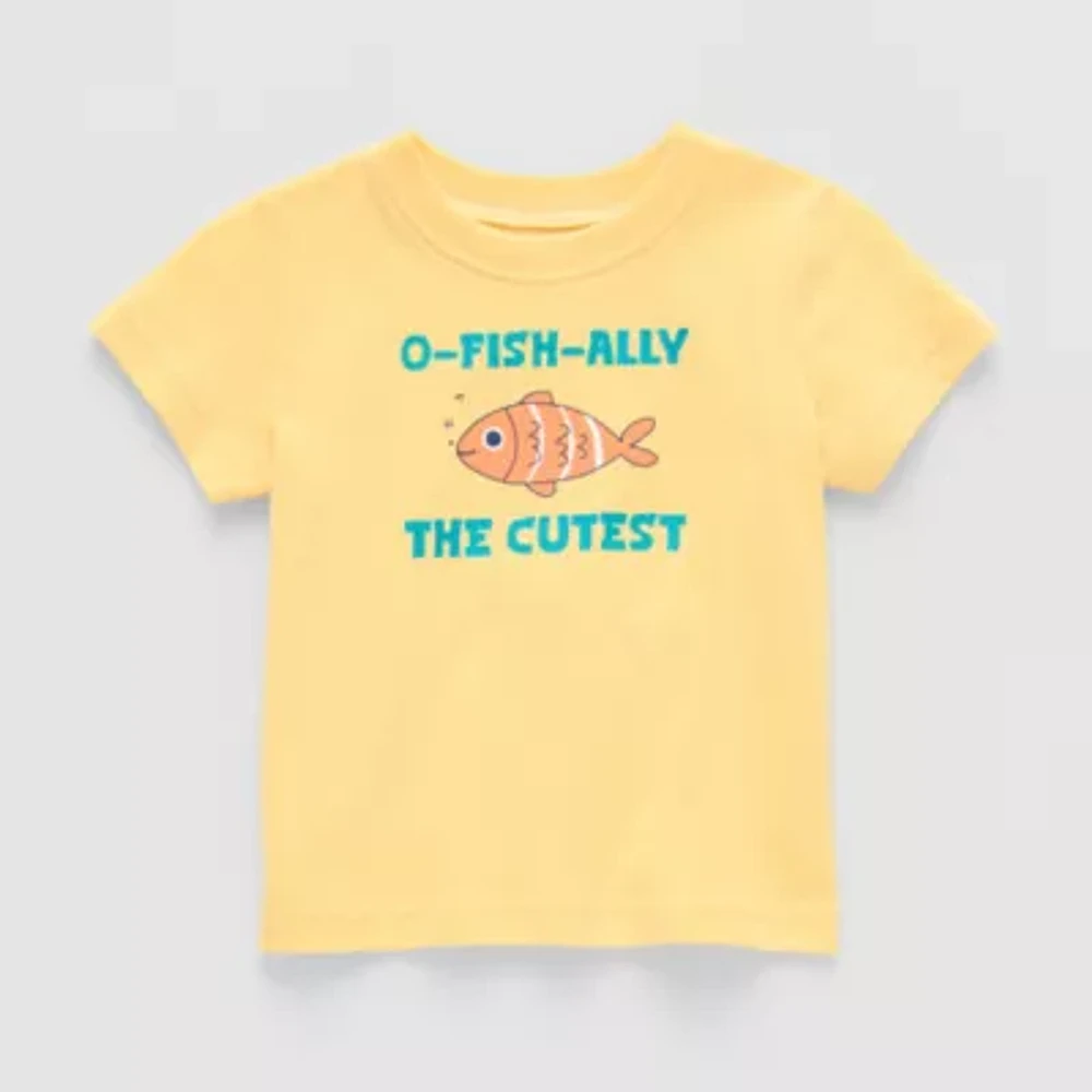 Okie Dokie Baby Boys Round Neck Short Sleeve Graphic T-Shirt
