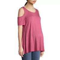 Planet Motherhood Cold Shoulder Scoop Neck Tee - Maternity