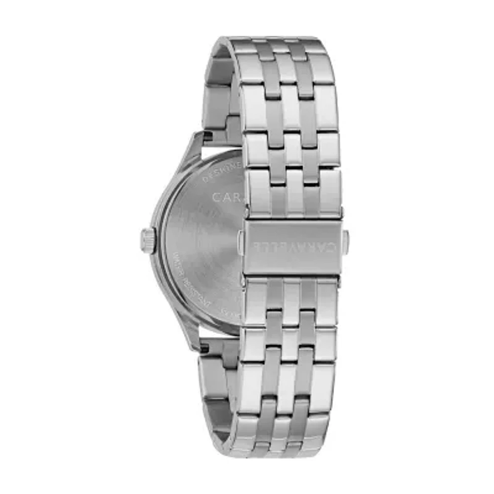 Caravelle Designed By Bulova Mens Silver Tone Stainless Steel Bracelet Watch 43b151