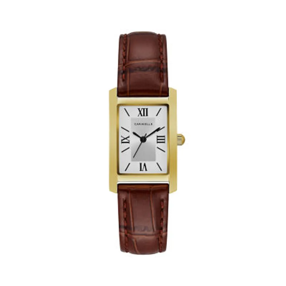 Caravelle Designed By Bulova Womens Brown Leather Strap Watch 44l234