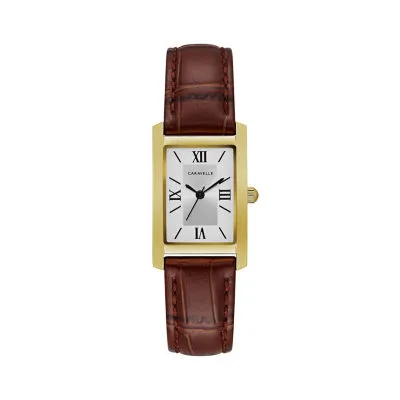 Caravelle Designed By Bulova Womens Brown Leather Strap Watch 44l234