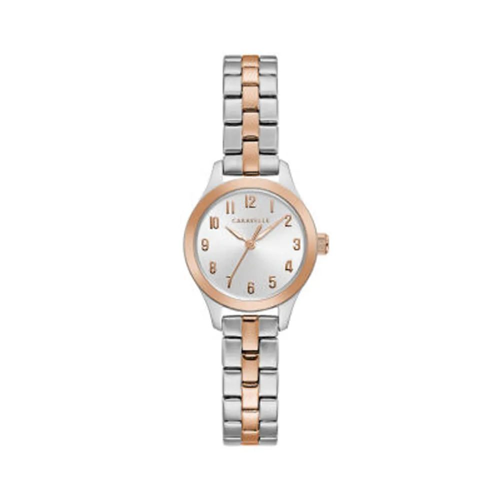 Caravelle Designed By Bulova Womens Rose Goldtone Stainless Steel Bracelet Watch 45l175