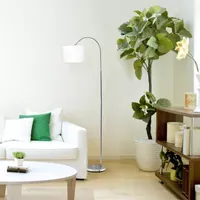 Simple Designs Arched Brushed Nickel Floor Lamp