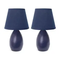 Simple Designs Mini Egg Oval Ceramic Table Lamp 2Pk Set