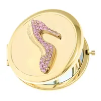 Monet Jewelry Gold Tone Pink Heel Compact Mirror