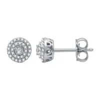 1/4 CT. T.W. Natural White Diamond 10K White Gold 7mm Round Stud Earrings